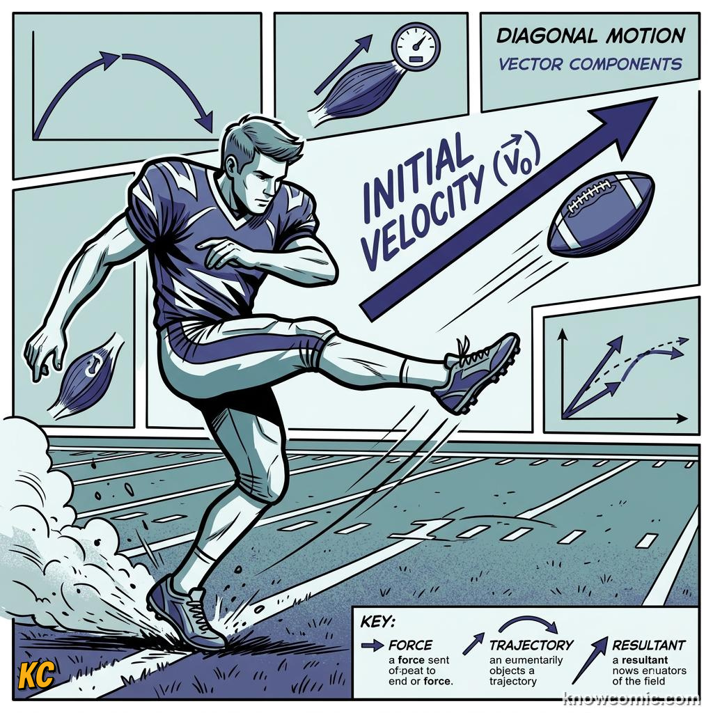 Comic illustration: LAUNCH ANGLE AND RANGE, 45 DEGREE ANGLE