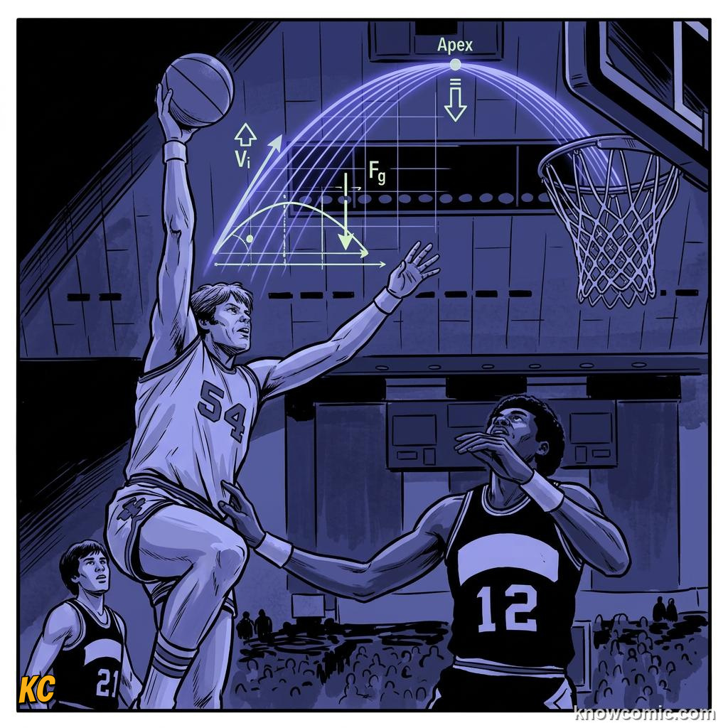 Comic illustration: LAUNCH ANGLE AND RANGE, STEEP vs FLAT