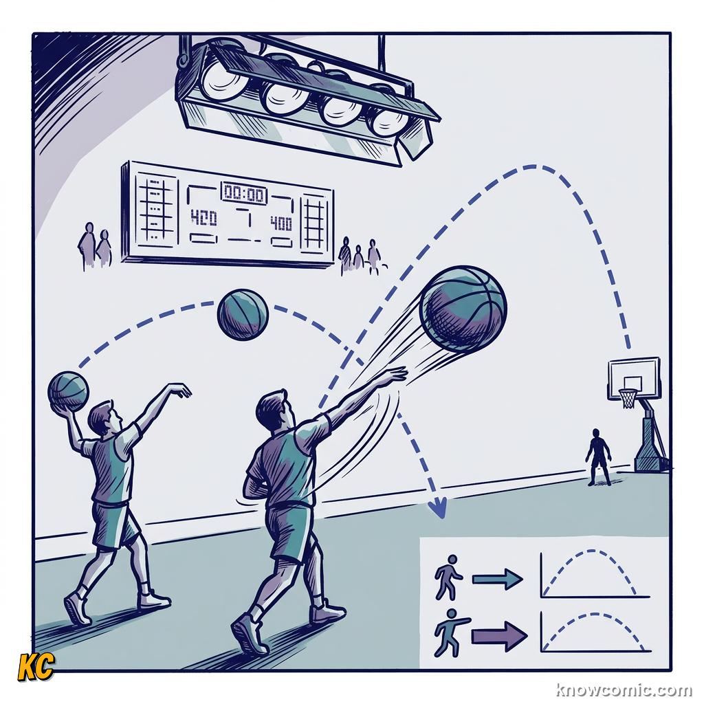 Comic illustration: GRAVITY PULLS EVERY PROJECTILE DOWNWARD, AIR RESISTANCE