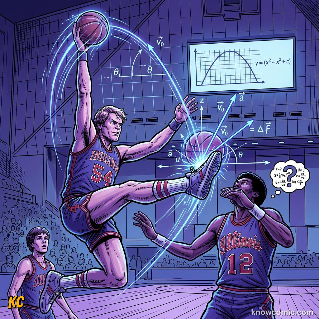 Comic illustration: PHYSICS BEHIND EVERY THROW, SPORTS SCIENCE