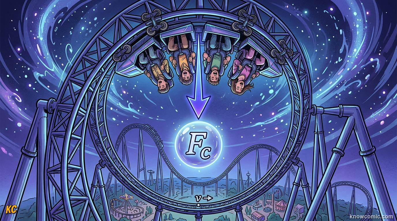 Comic illustration: CENTER-SEEKING, WHAT IS CENTRIPETAL FORCE