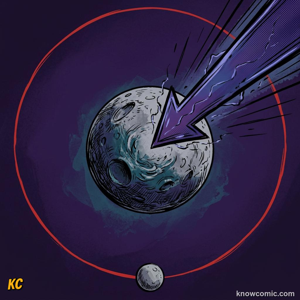 Comic illustration: ANYTHING MOVING IN A CIRCLE NEEDS A CENTER-SEEKING FORCE, INERTIA WANTS STRAIGHT
