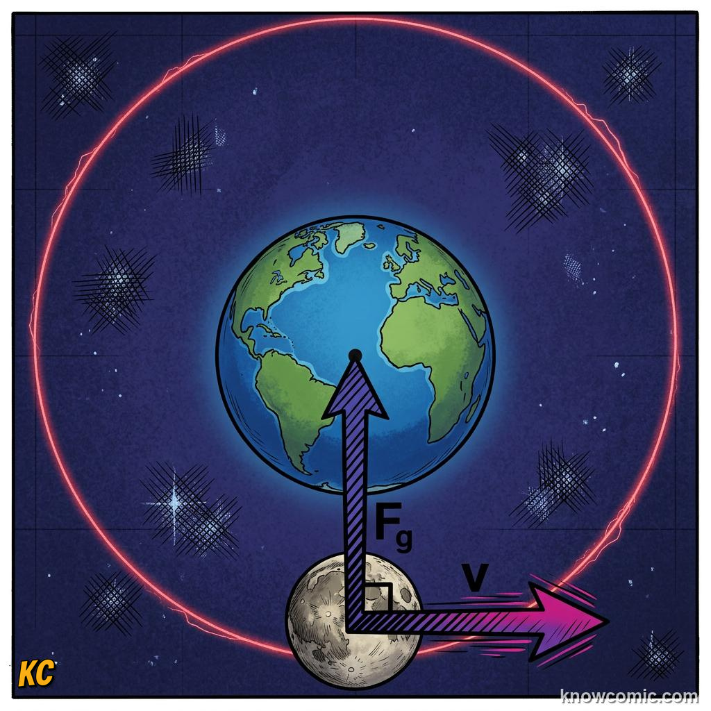 Comic illustration: F sub c equals mv squared over r, SPEED MATTERS MOST