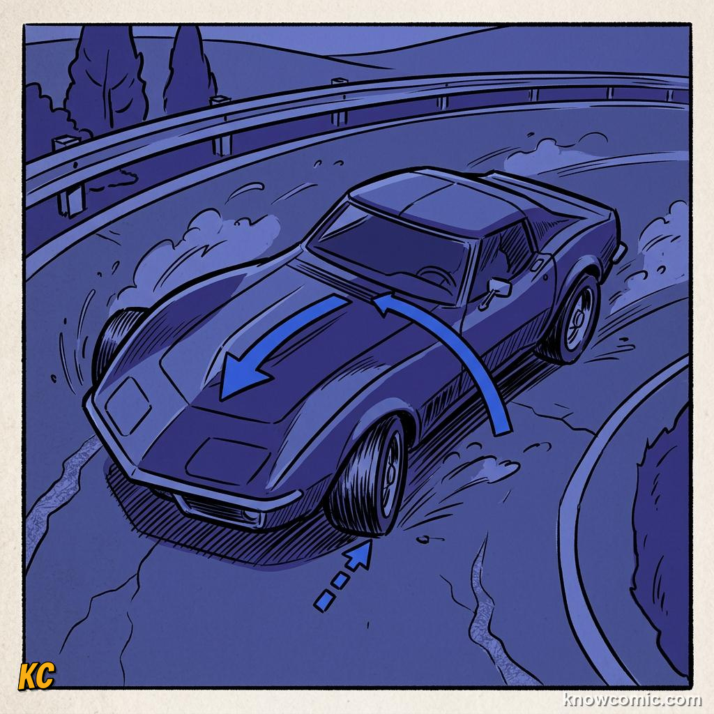 Comic illustration: ROLLER COASTER LOOP-THE-LOOP, MINIMUM SPEED