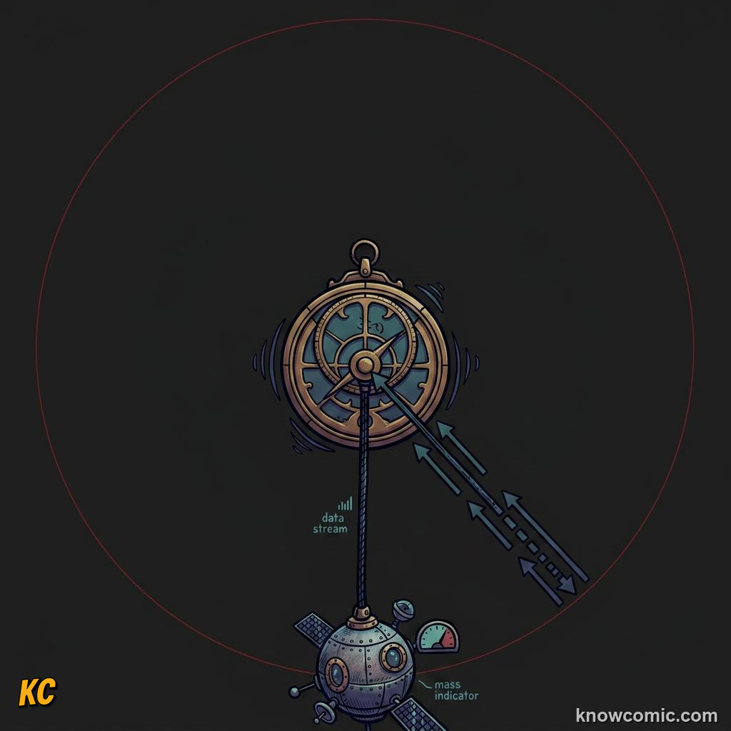 Comic illustration: THE MOON ORBITS BECAUSE EARTH PULLS IT INWARD, SOLAR SYSTEM
