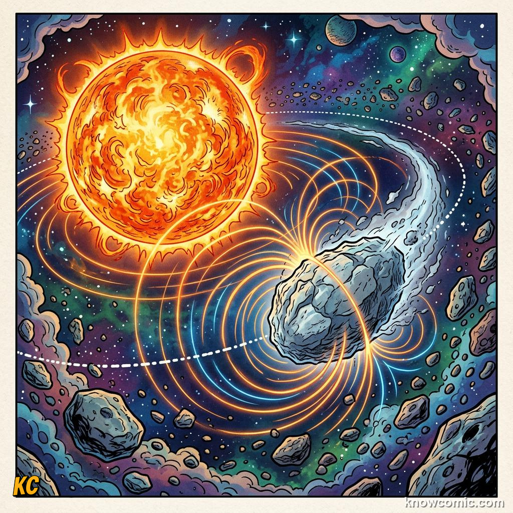 Comic panel about the oort cloud: edge of the solar system: The Solar System'S Deep Freezer, Scattered, educational kids illustration