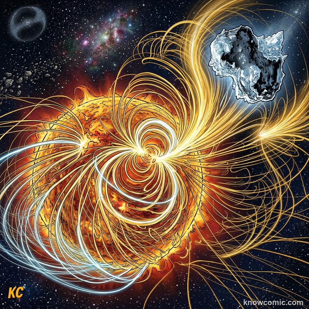 Comic panel about the oort cloud: edge of the solar system: Slow, educational kids illustration