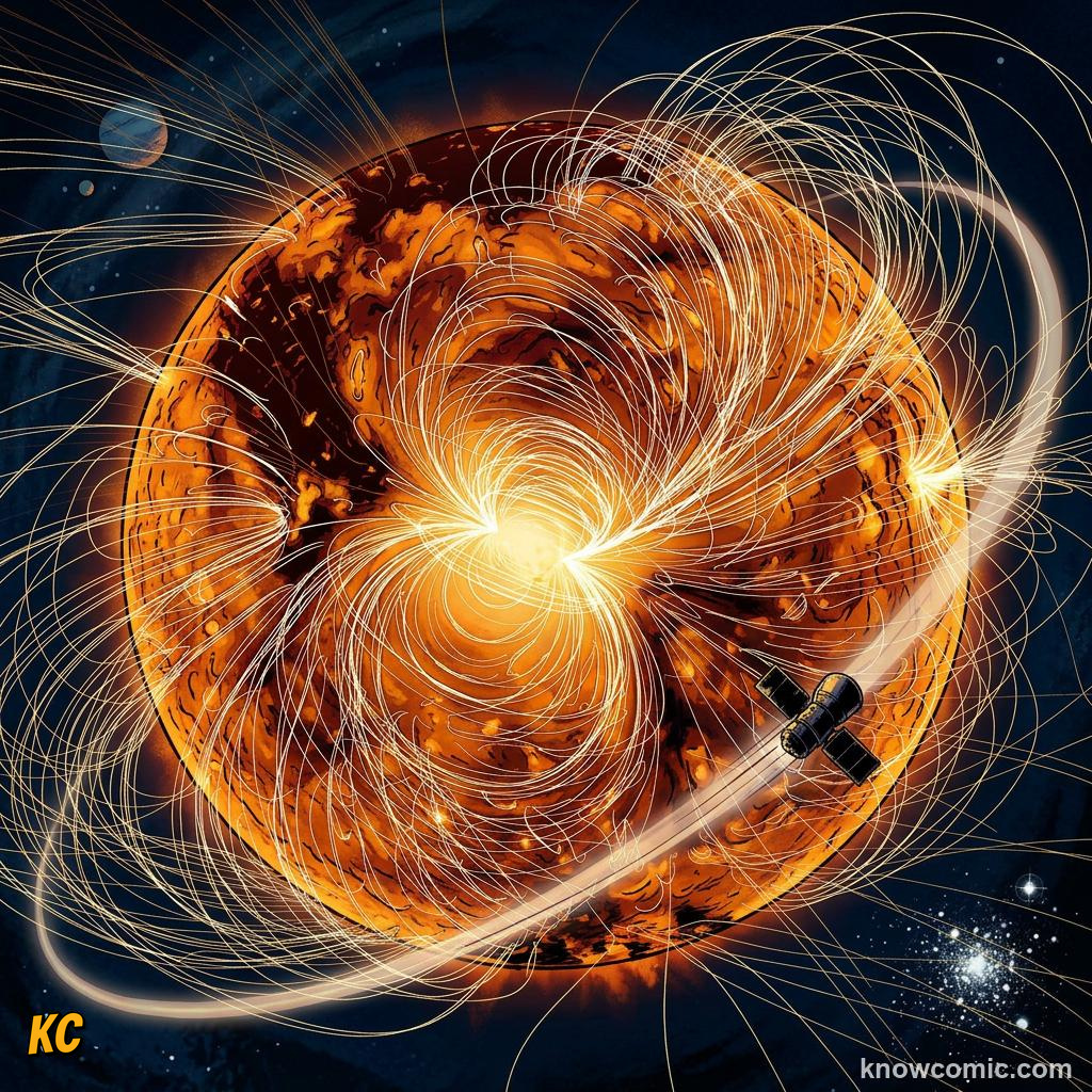 Comic panel about gravity: why planets stay in orbit: Cannon, educational kids illustration
