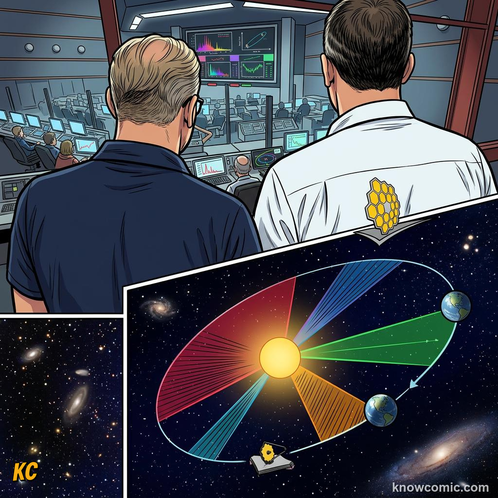 Comic panel about planetary motion: kepler's laws: Pattern, educational kids illustration