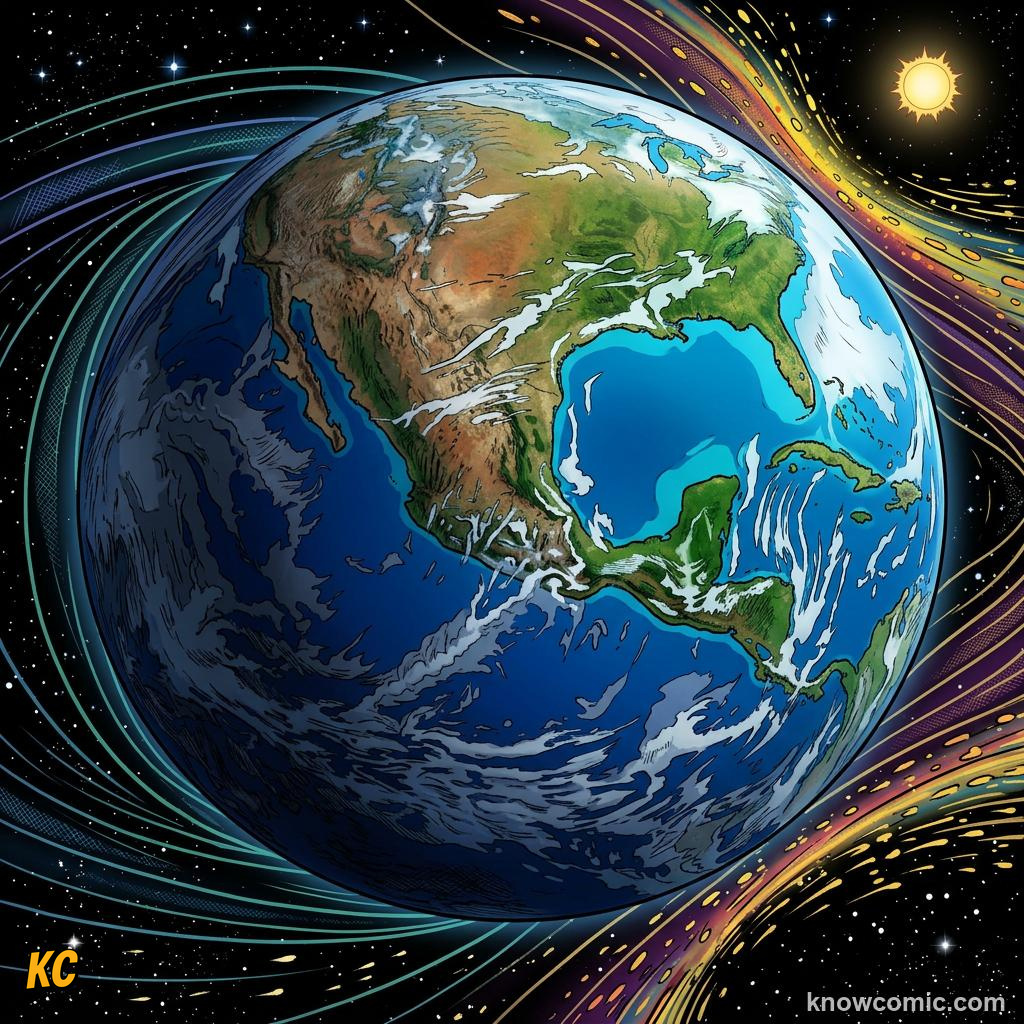 Comic panel about the solar wind: stream from the sun: Where The Wind Begins, Bubble, educational kids illustration