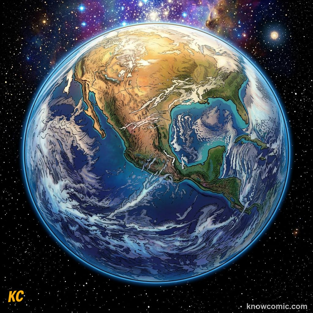 Comic panel about seasons: earth's tilt explained: Not Distance, educational kids illustration
