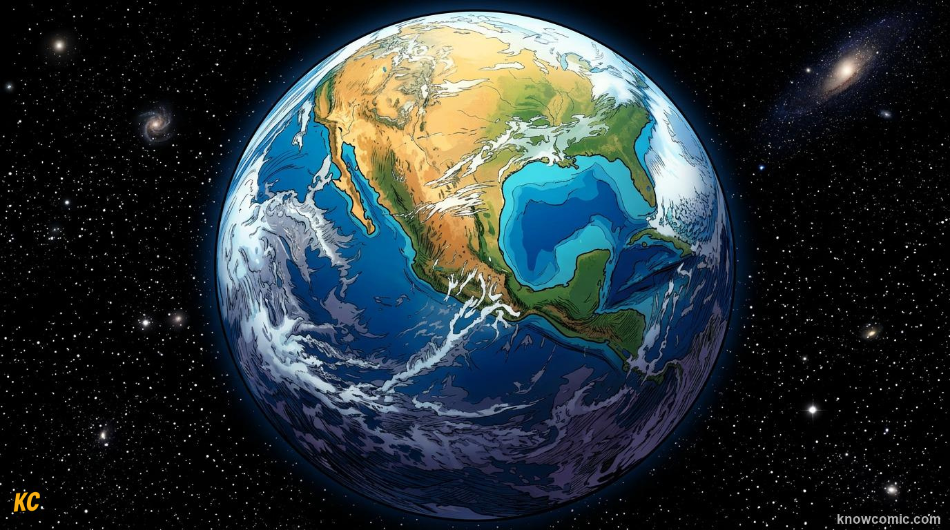 Comic panel about seasons: earth's tilt explained: Angle Matters, educational kids illustration