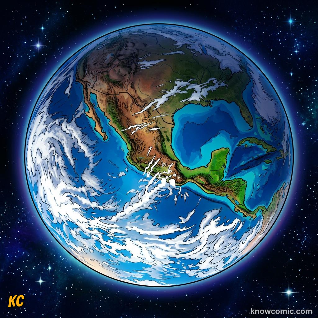 Comic panel about seasons: earth's tilt explained: Why Summer Feels Hotter, Winter, educational kids illustration