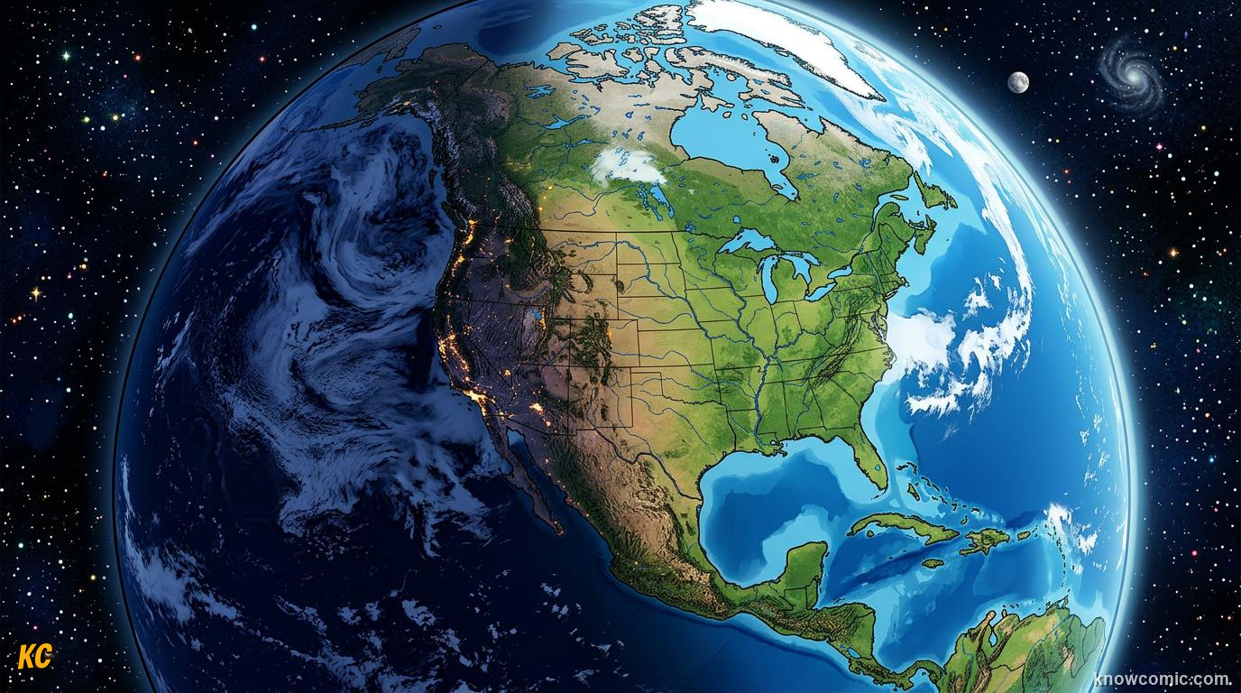 Comic panel about day & night: earth's rotation: Rotation, educational kids illustration