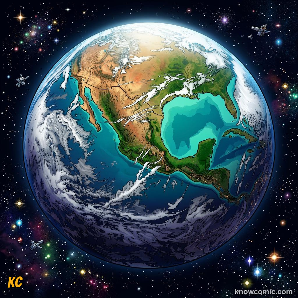 Comic panel about day & night: earth's rotation: Dawn And Dusk, educational kids illustration