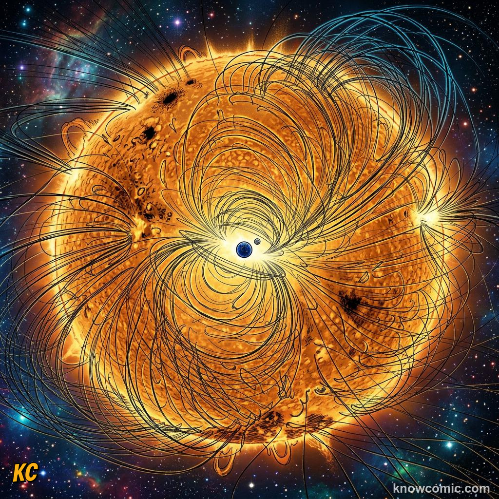Comic panel about planet sizes compared: Model, educational kids illustration