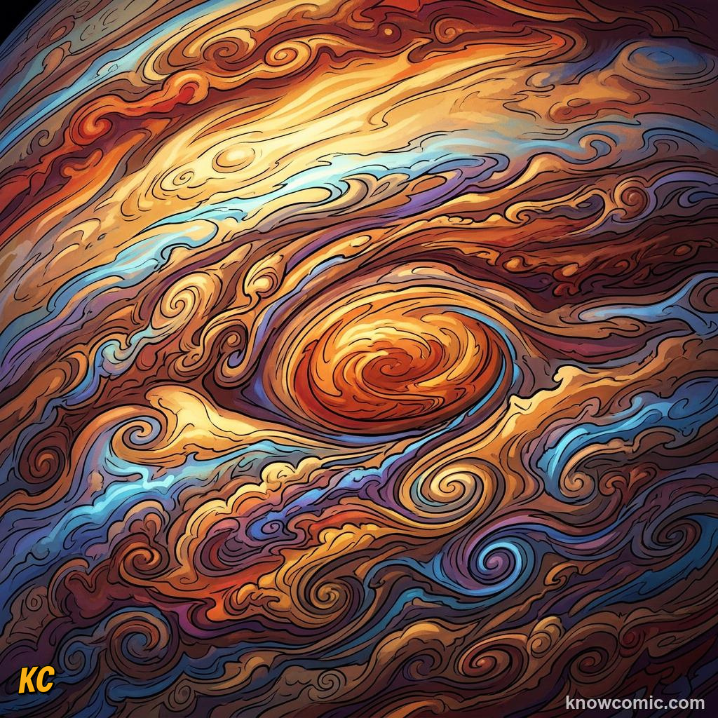 Comic panel about rocky vs gas planets: what's the difference?: Bands, educational kids illustration