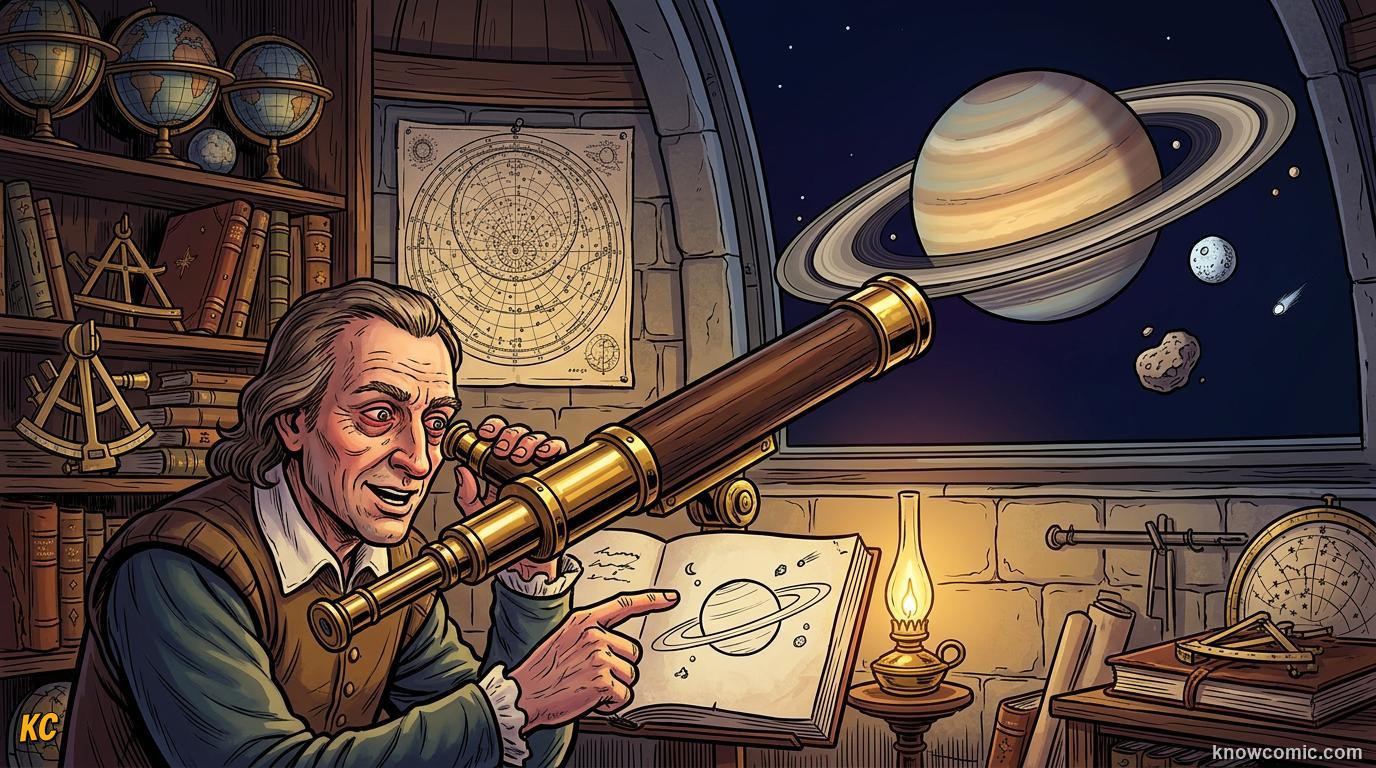 Comic panel about how we discovered the outer planets: Farther Out, educational kids illustration