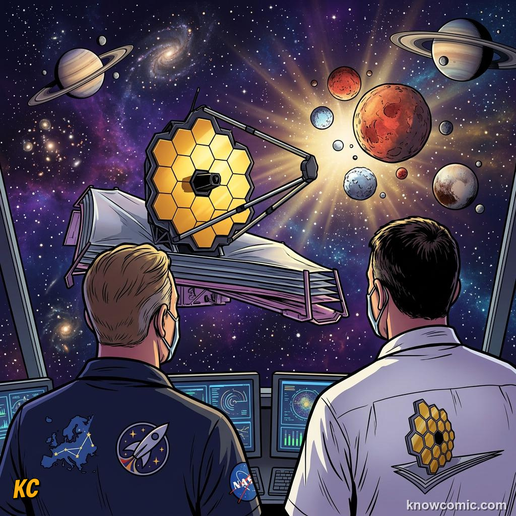 Comic panel about how we discovered the outer planets: Prize, educational kids illustration
