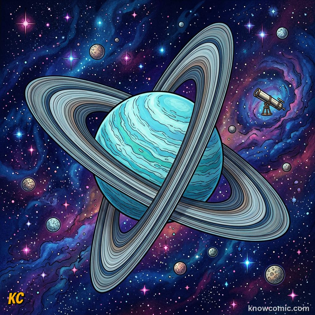 Comic panel about how we discovered the outer planets: Comet?, educational kids illustration