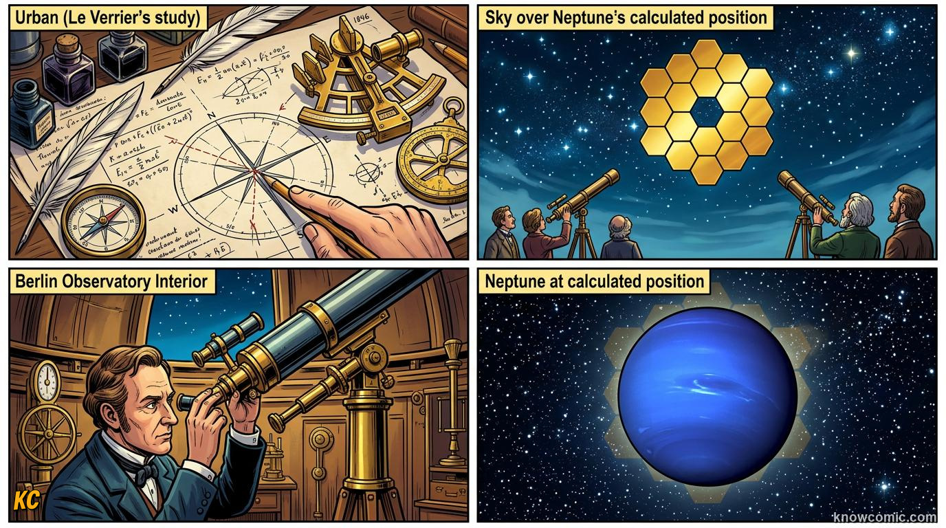 Comic panel about how we discovered the outer planets: Math Power, educational kids illustration