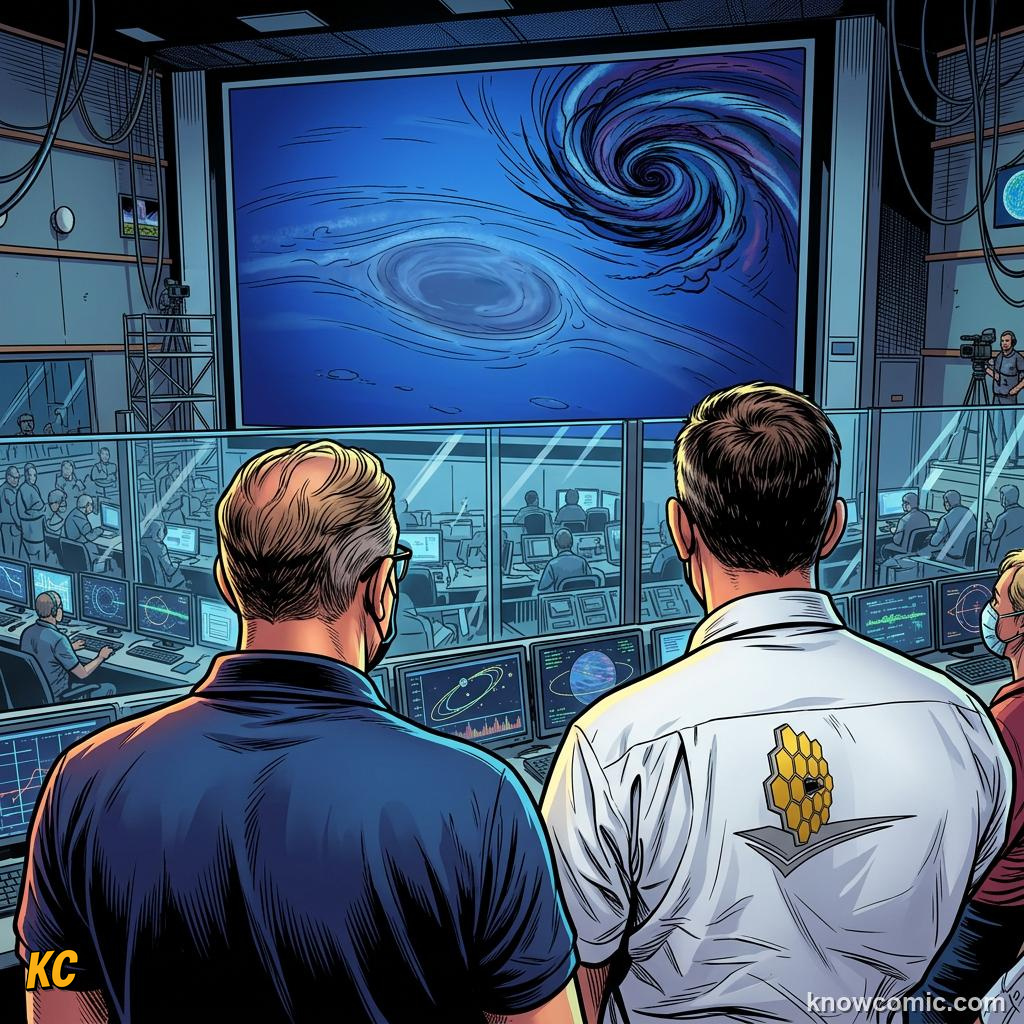 Comic panel about neptune: windy blue world: Record, educational kids illustration