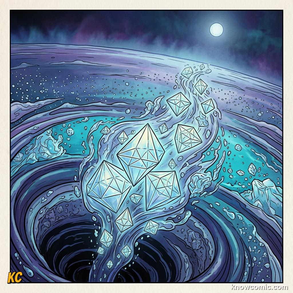 Comic panel about neptune: windy blue world: Heat, educational kids illustration