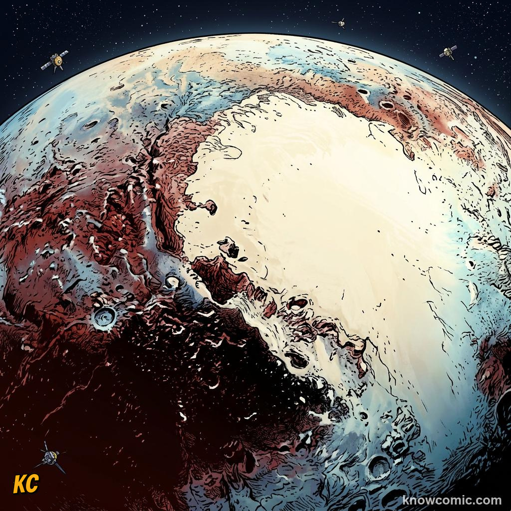 Comic panel about dwarf planets: pluto & beyond: Heart, educational kids illustration