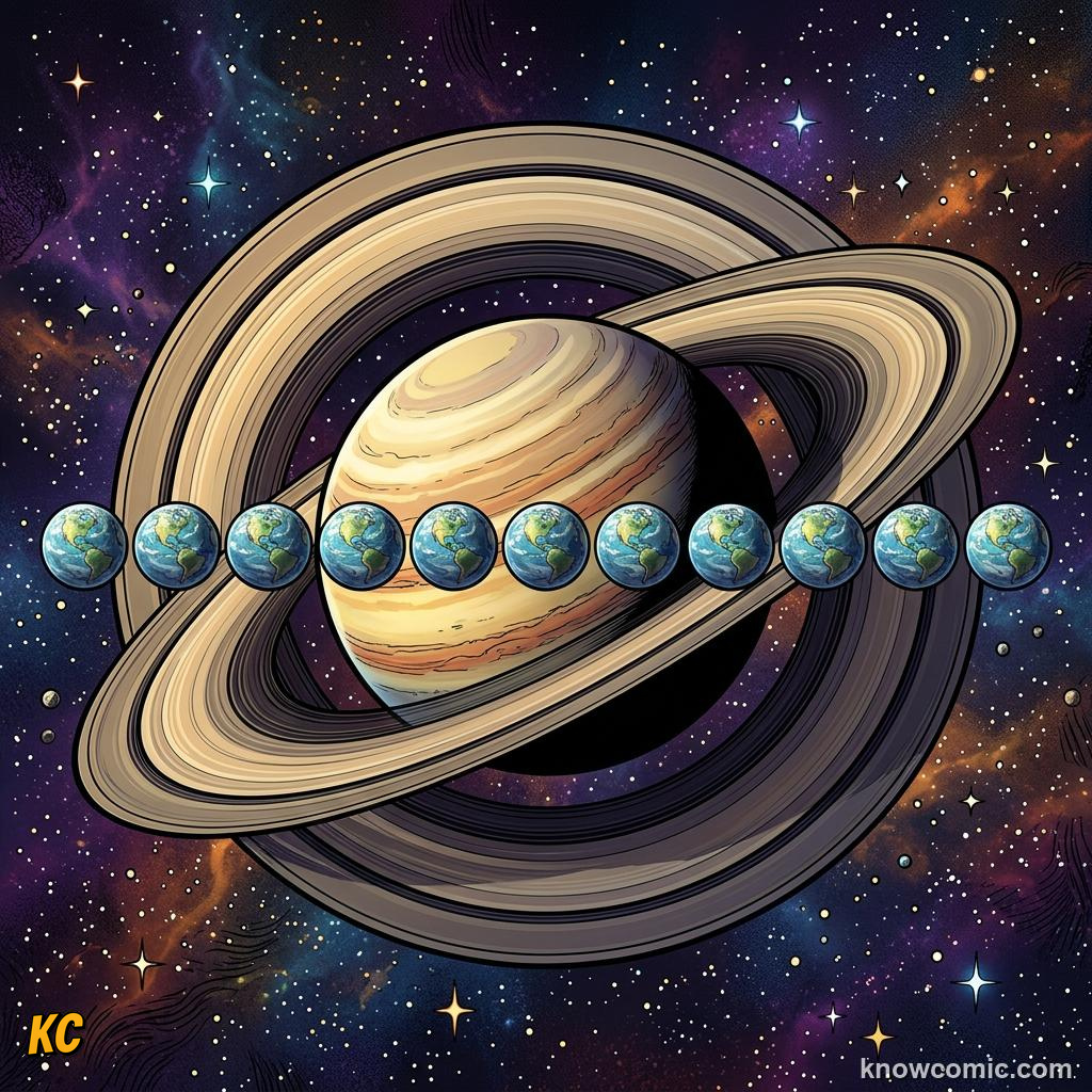 Comic panel about saturn: beyond the rings: Saturn In Full, Gas, educational kids illustration