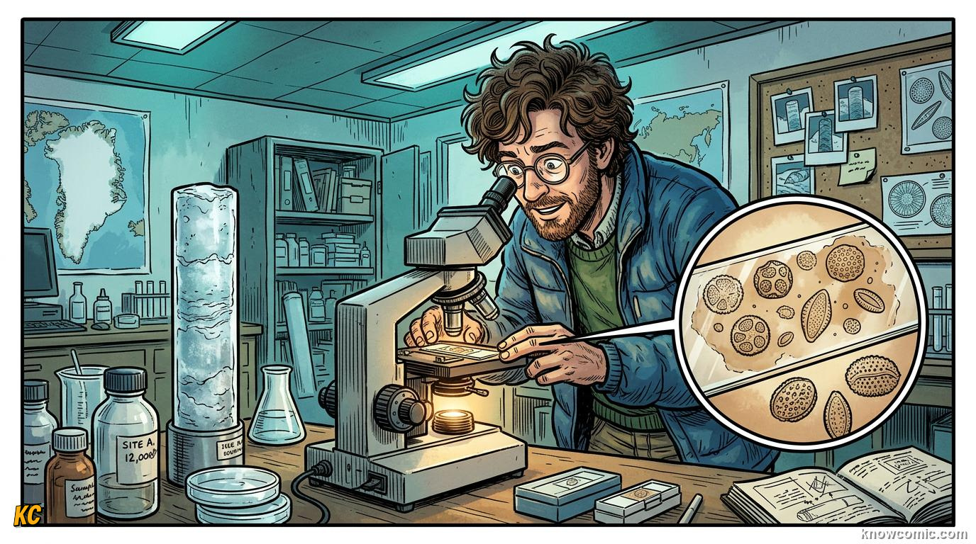 Comic panel about plant fossils and deep time: Petrified Forest, educational kids illustration
