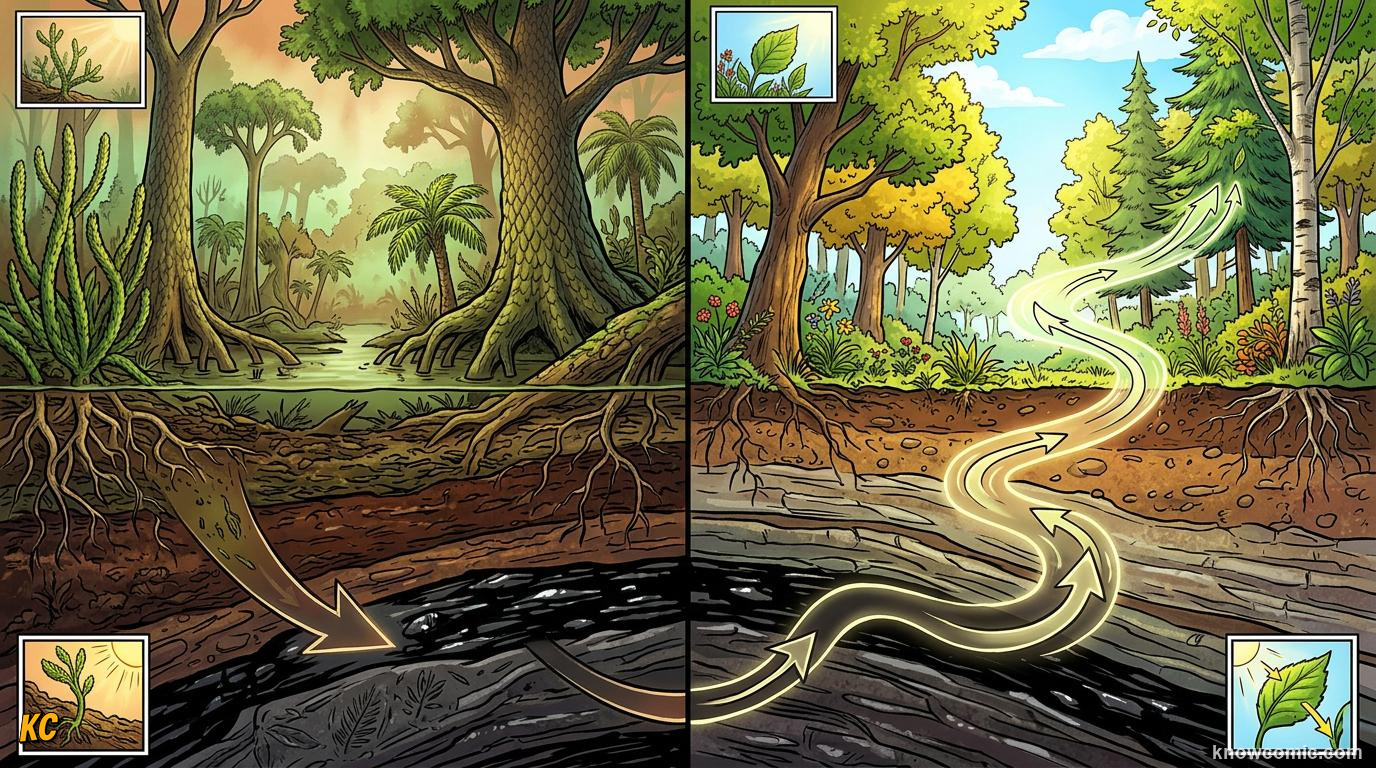 Comic panel about Carboniferous oxygen and giant insects: The Big Picture, educational kids illustration