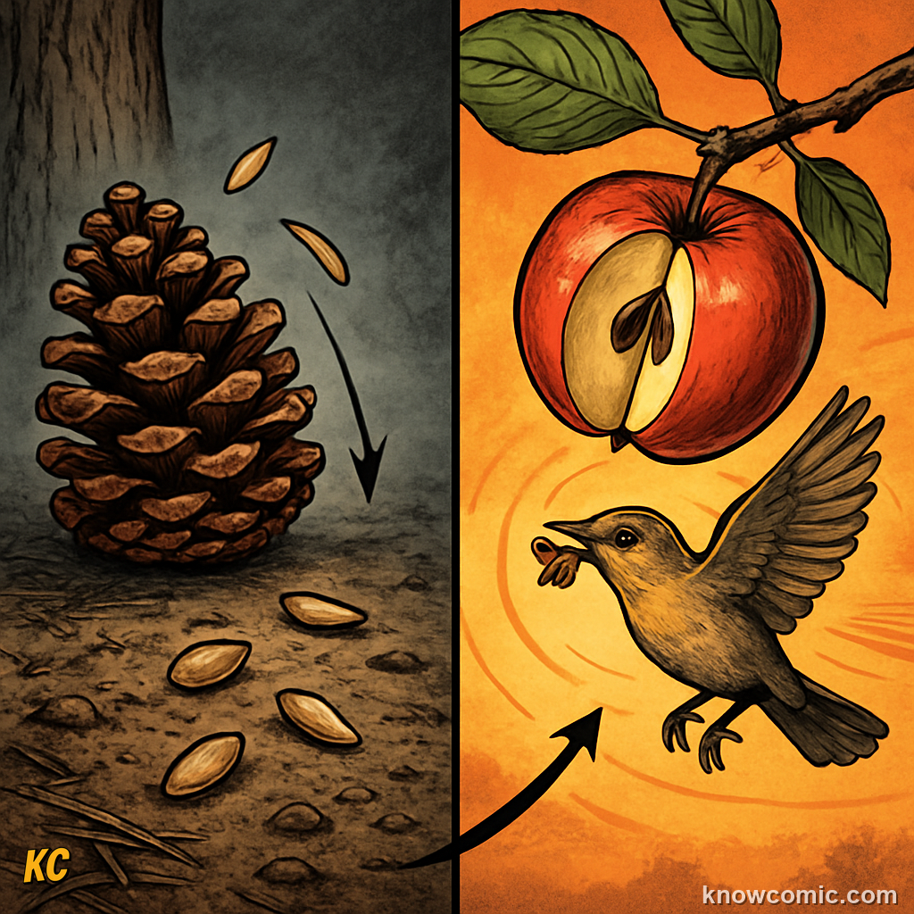 Cross-section of fruit showing seeds enclosed in protective flesh for animal dispersal