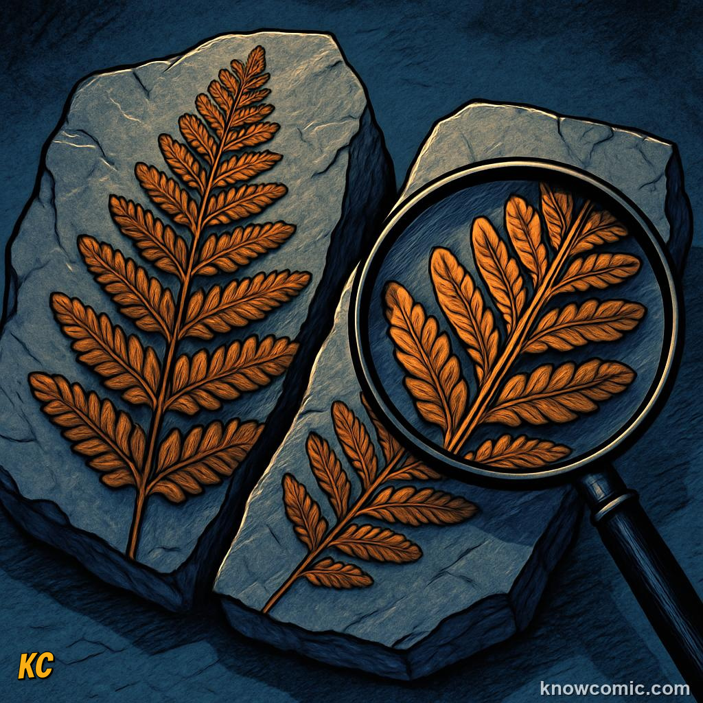 Detailed fern fossil preserved in shale rock showing exact species from 300 million years ago