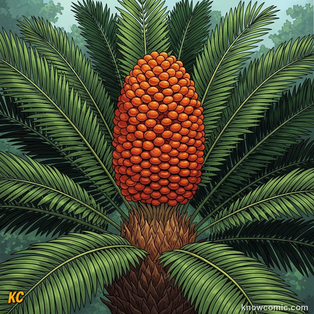 Cycad plants with enormous cones weighing over forty kilograms unchanged for 250 million years