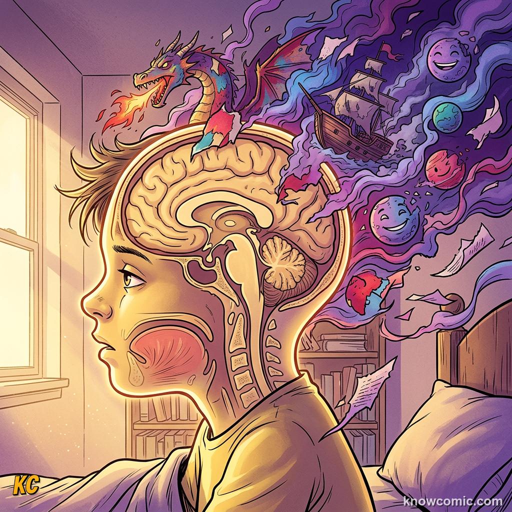 Dream pictures fading and blowing away like smoke as a person wakes up