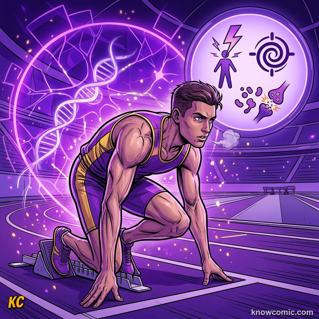 Comic illustration: athlete using acute stress to sharpen focus before competition