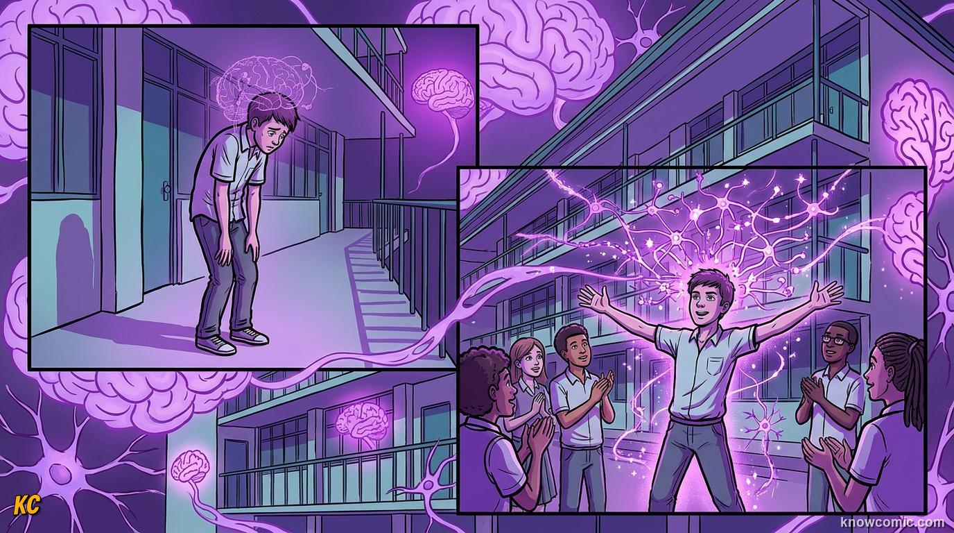 Comic illustration: people behaving differently when others are watching, showing social psychology in action