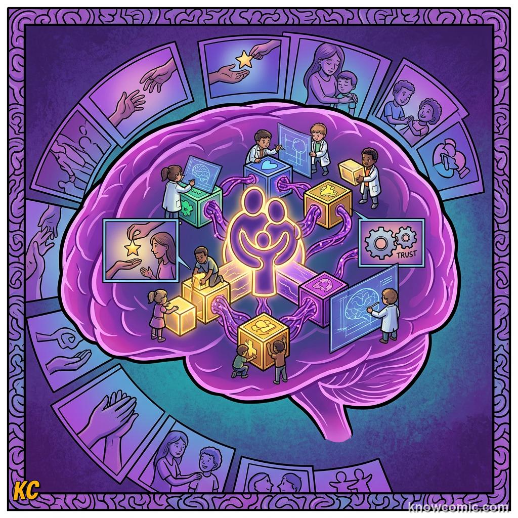 Comic illustration: child's mind building internal working model of relationships