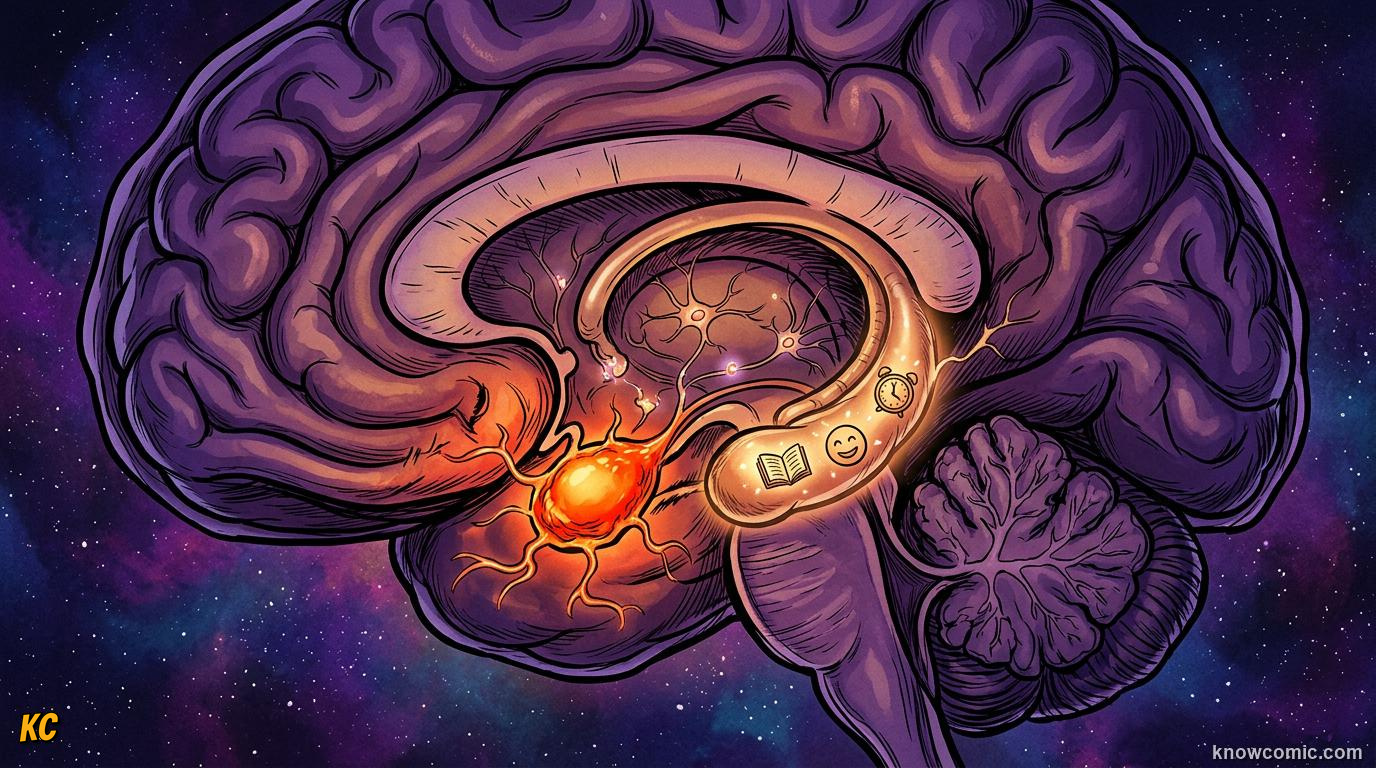 Comic illustration: the limbic system deep inside the brain where emotions are born