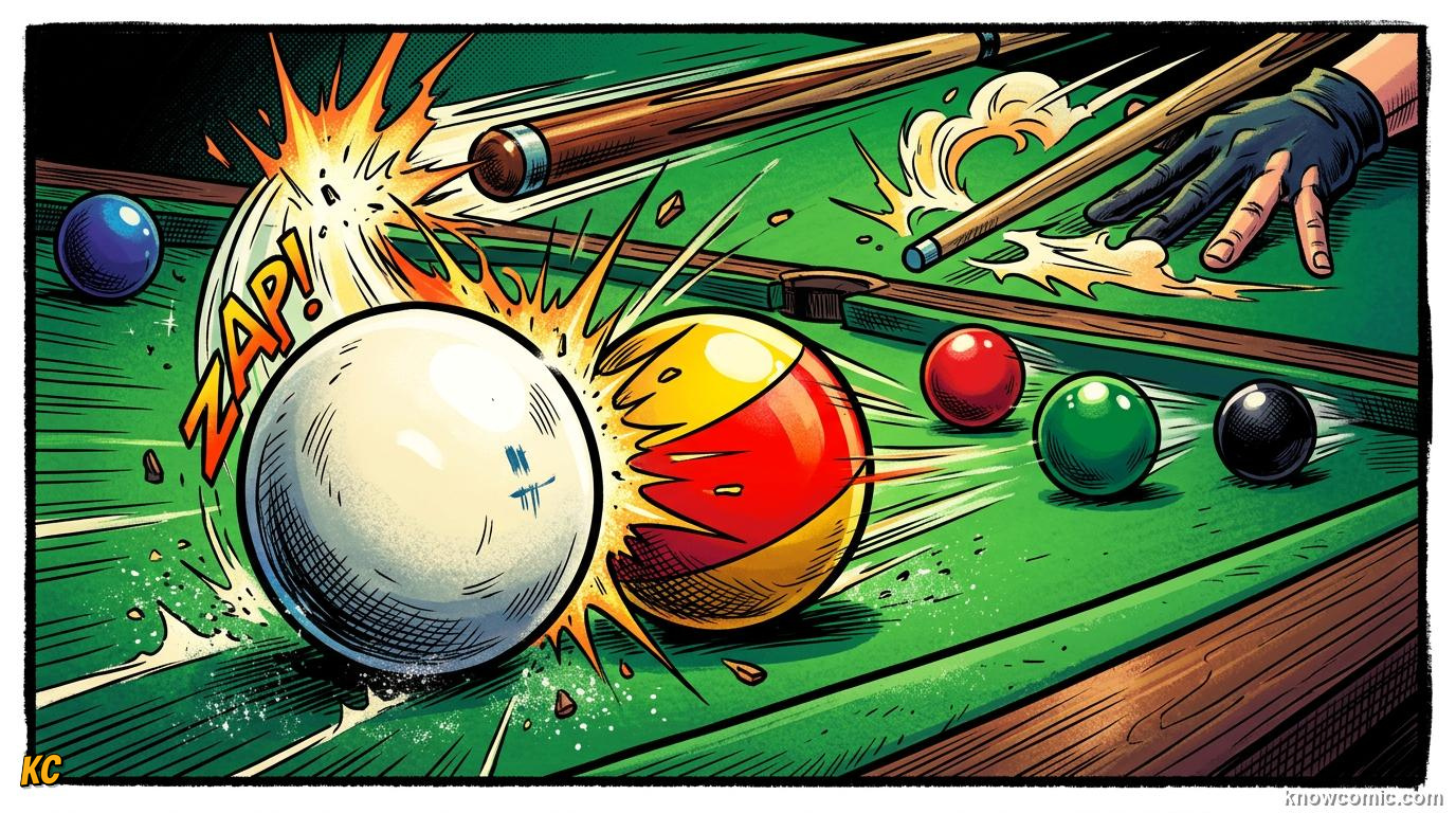 Comic panel about momentum: why it's hard to stop â: Transfer Time, educational kids illustration