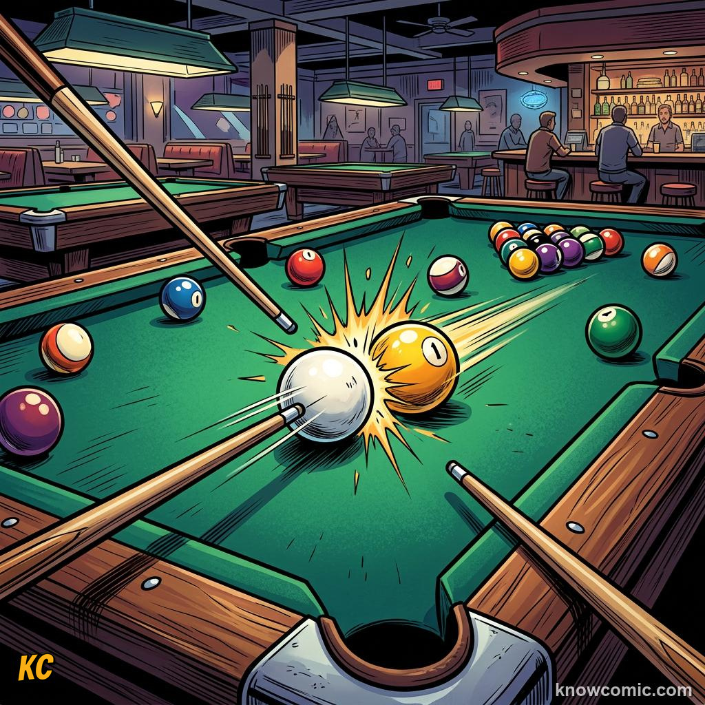 Comic panel about momentum: why it's hard to stop â: When Things Bump, Cue, educational kids illustration
