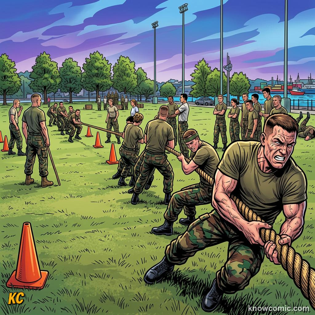 Comic panel about momentum: why it's hard to stop â: Time And Force, Belt, educational kids illustration