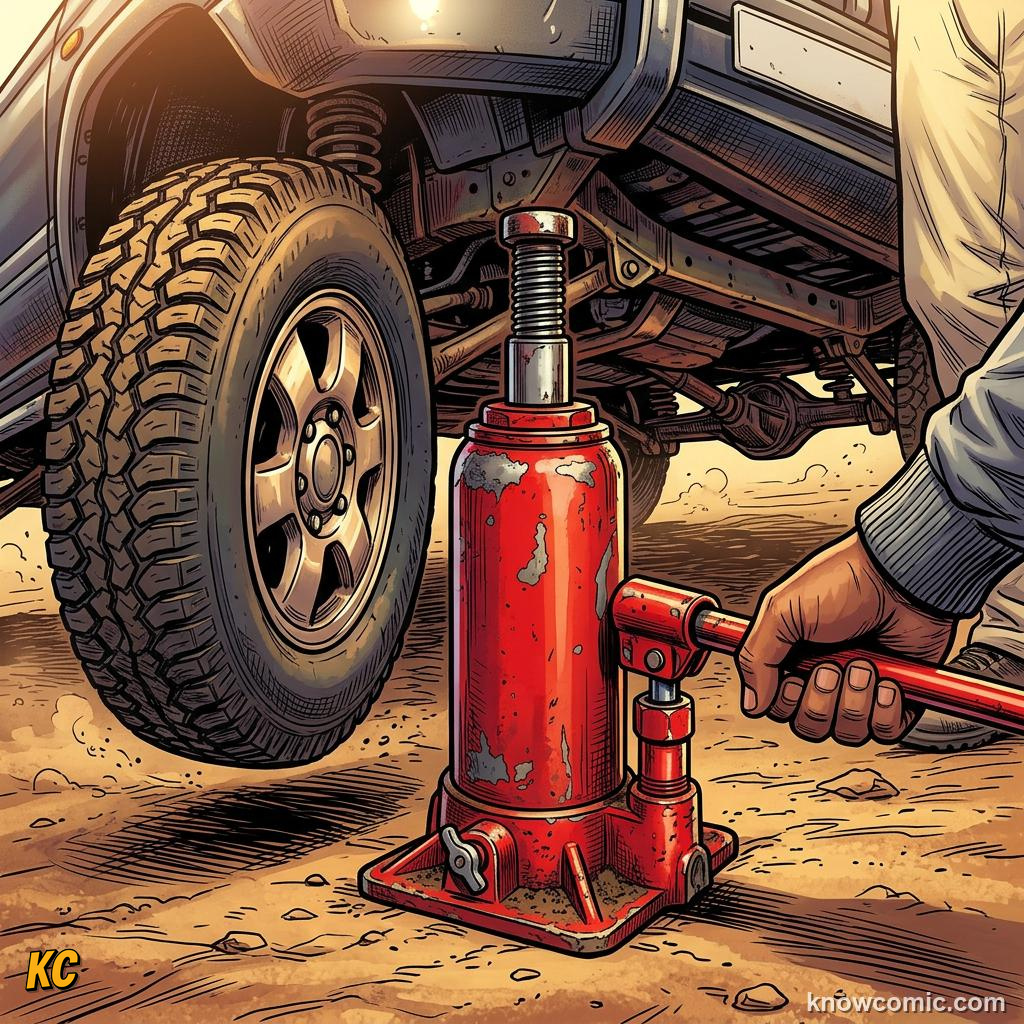 Comic panel about pressure: force over area: Jack, educational kids illustration