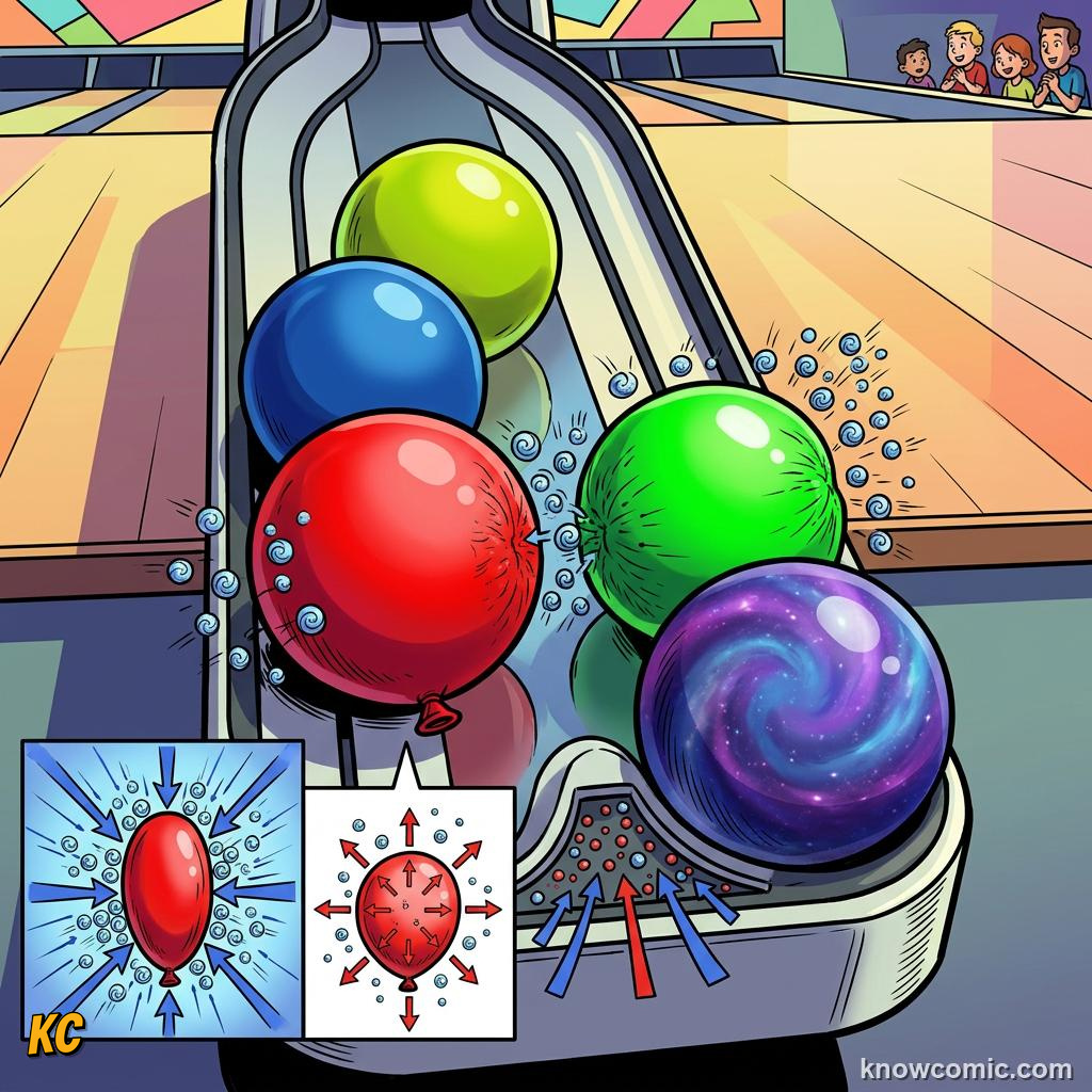 Comic panel about pressure: force over area: Air, educational kids illustration