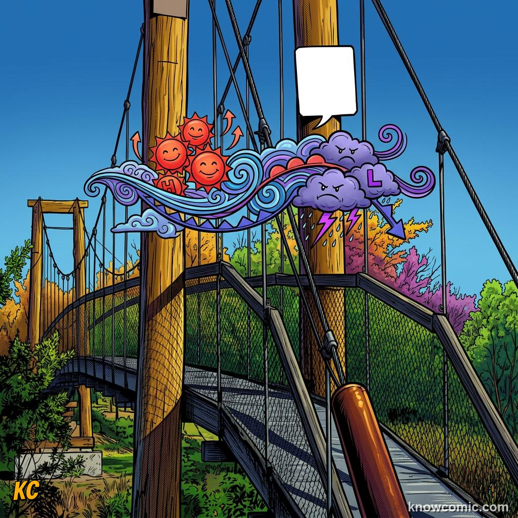 Comic panel about pressure: force over area: Weather, educational kids illustration