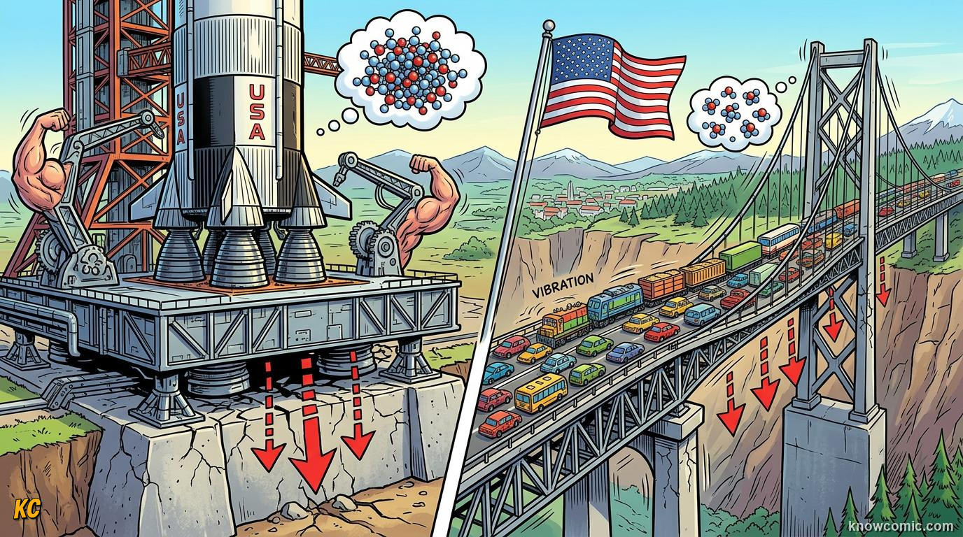 Comic panel about weight vs mass: the difference: Different Weight, Diets To Rockets, educational kids illustration