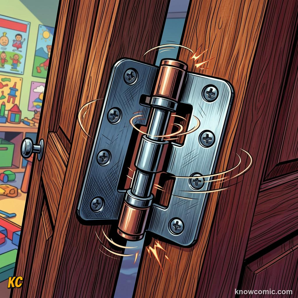 Comic panel about turning forces: moments & torques: Force That Twists, Pivot, educational kids illustration