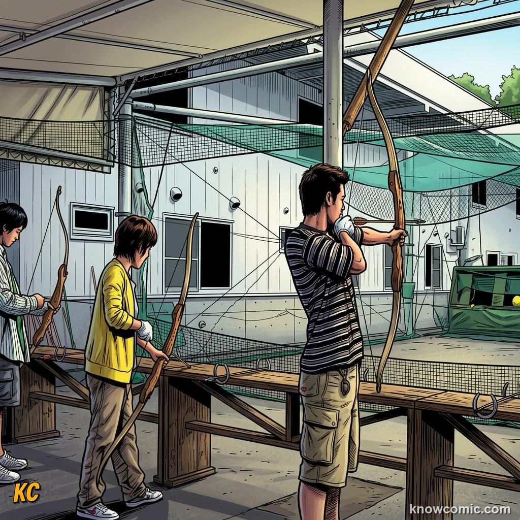 Comic panel about springs & elastic: stored energy: When Things Want To Snap Back, Go, educational kids illustration