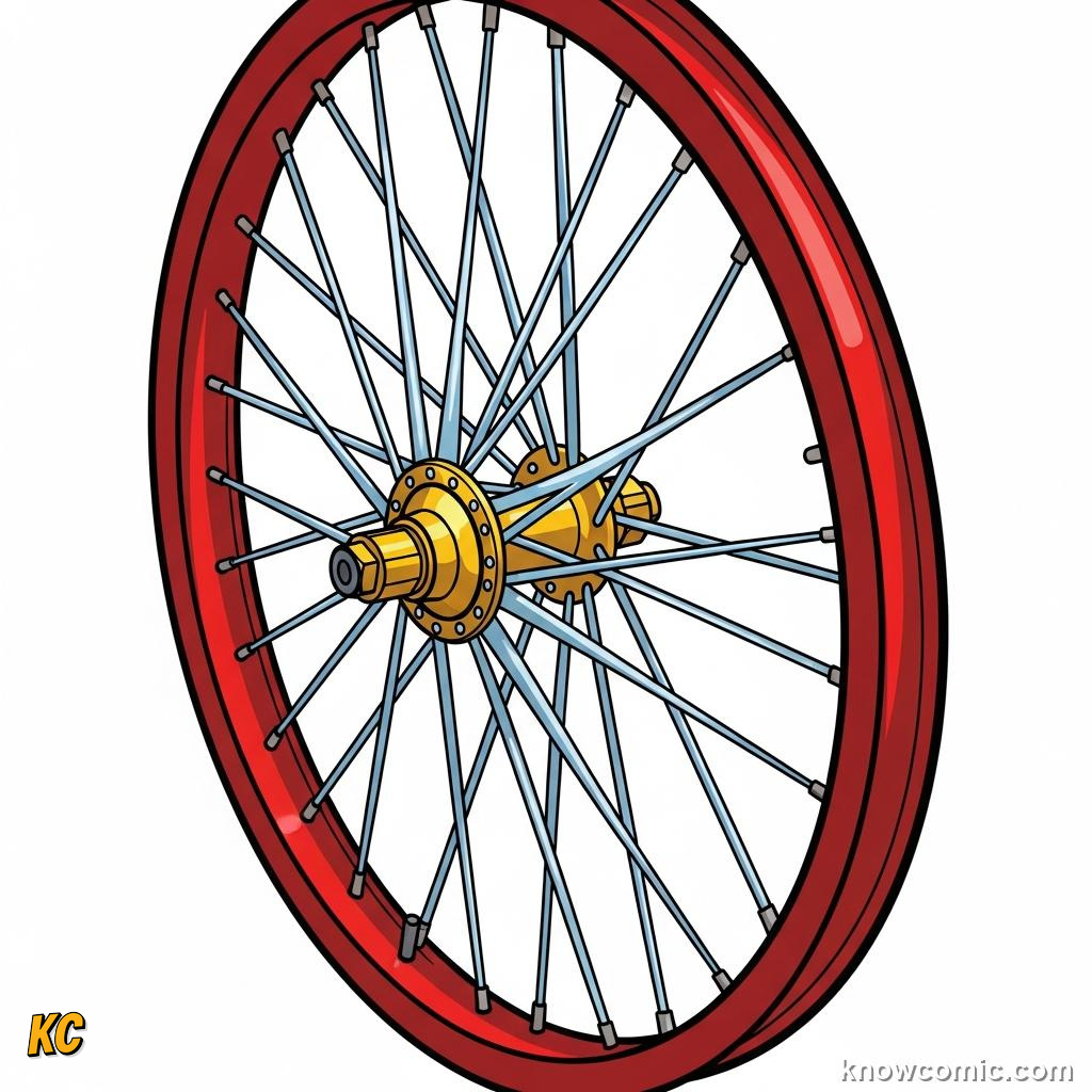 Bicycle wheel with radiating spokes distributing load from hub to rim