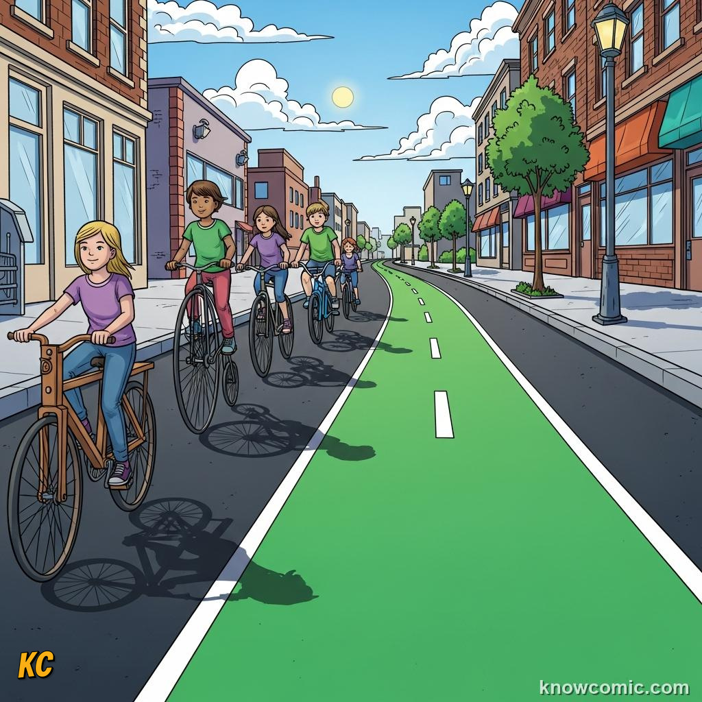 Painted bicycle lane on a city road showing cycling infrastructure investment